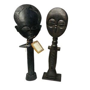 Handcrafted African Wooden Statues From Ghana 18"